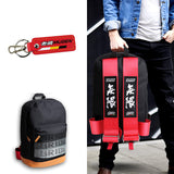 Red Mugen Set Bride Gradation Cloth Backpack with Harness Adjustable Shoulder Straps with Keyring Keychain Tag