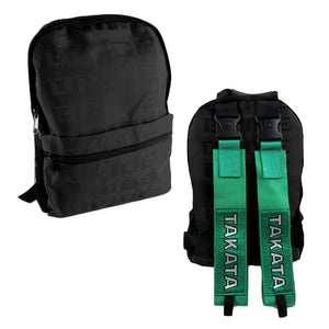 Bride Black Backpack with Takata Green Harness Adjustable Shoulder Straps