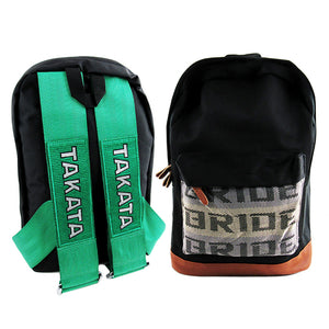 Bride Gradation Racing Seat Cloth Backpack with Takata Green Harness Adjustable Shoulder Straps