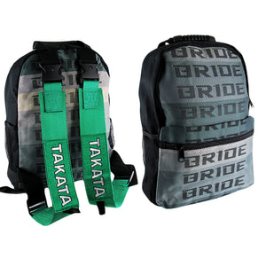 LARGE JDM BRIDE RACING Gradation Cloth Backpack with Takata Green Harness Adjustable Shoulder Straps