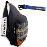 NEW BRIDE RACING BACKPACK BLACK STRAPS GRADATION CROSSBODY SHOULDER BAG W/ Blue KEYTAG
