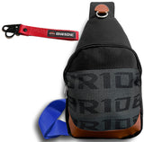 NEW BRIDE RACING BACKPACK BLUE STRAPS GRADATION CROSSBODY SHOULDER BAG W/ RED KEYTAG