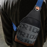 NEW BRIDE RACING BACKPACK BLUE STRAPS GRADATION CROSSBODY SHOULDER BAG W/ BLUE KEYTAG