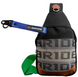 NEW BRIDE RACING BACKPACK GREEN STRAPS GRADATION CROSSBODY SHOULDER BAG W/ BLUE KEYTAG