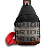 NEW BRIDE RACING BACKPACK BLACK GRADATION CROSSBODY SHOULDER BAG W/ RED STRAPS