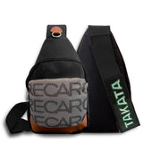 NEW JDM RECARO SET GRADATION BACKPACK CROSSBODY SHOULDER BAG W/ BLACK TAKATA STRAPS BLACK KEYCHAIN