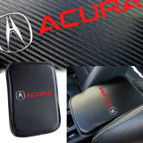 Acura Car Center Console Armrest Cushion Mat Pad Cover with Metal Emblems Set