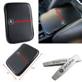 Acura Car Center Console Armrest Cushion Mat Pad Cover with Metal Emblems Set