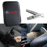 Acura Car Center Console Armrest Cushion Mat Pad Cover with Metal Emblems Set