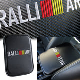 RALLIART Car Center Console Armrest Cushion Mat Pad Cover Stitched Embroidery Logo with Seat Belt Cover Set