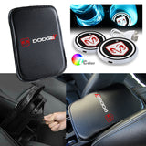 DODGE RAM Embroidered Set Car Center Console Armrest Cushion Mat Pad with LED Coasters Combo Set