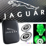 JAGUAR Car Center Console Embroidery Armrest Cushion Mat Pad Cover Stitched Logo with LED Cup Coaster Set