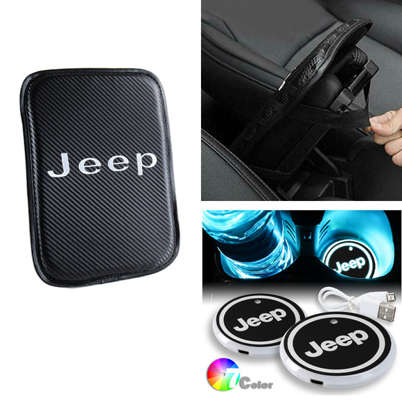 Armrest Cover Carbon Fiber Look For GMC – Center Console Pad, Red Stitching, Embroidery Car Armrest Pad Embroidery - Foto 3