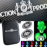 JP JUNCTION PRODUCE Car Center Console Armrest Cushion Mat Pad Cover Stitched Embroidery Logo with LED Cup Coaster Set
