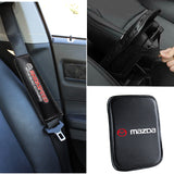 Mazda Mazda Speed Set of Carbon Fiber Look Embroidered Armrest Cushion & Seat Belt Cover