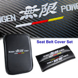 Mugen Car Center Console Armrest Cushion Mat Pad Embroidery Cover with Seat Belt Cover Set