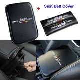 Mugen Car Center Console Armrest Cushion Mat Pad Embroidery Cover with Seat Belt Cover Set
