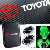 Toyota TRD Car Center Console Armrest Cushion Mat Pad Cover Stitched Embroidery Logo with LED Cup Coaster Set