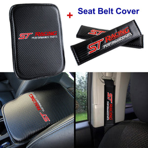 ST Racing Set of Carbon Fiber Look Embroidered Armrest Cushion & Seat Belt Cover