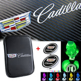 CADILLAC Carbon Fiber Look Car Center Console Armrest Cushion Mat Pad Cover with LED Coasters Combo Set