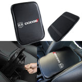 DODGE Embroidered Armrest Cushion Center Console Cover Carbon Fiber Look Pad Mat