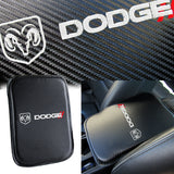 SRT DODGE Embroidered Set Armrest Cushion Center Console Cover Pad Mat with Seat Belt Cover Carbon Fiber Look