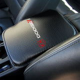 DODGE Set Carbon Fiber Look Embroidered Armrest Cushion with Seat Belt Cover Center Console Cover Pad Mat