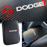 NEW DODGE RAM Set Black 15" Diameter Car Auto Steering Wheel Cover Quality Leather with Center Console Armrest Cushion Mat Pad Cover