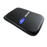 FORD RACING Set Embroidered Armrest Cushion with Seat Belt Cover Carbon Fiber Look Center Console Cover Pad Mat