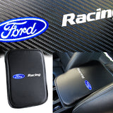 FORD RACING Embroidered Armrest Cushion Center Console Cover Carbon Fiber Look Pad Mat