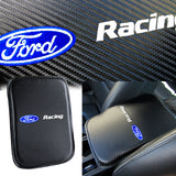 FORD RACING Embroidered Armrest Cushion Center Console Cover Carbon Fiber Look Pad Mat