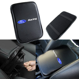 FORD RACING Embroidered Armrest Cushion Center Console Cover Carbon Fiber Look Pad Mat