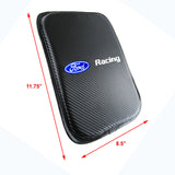 FORD RACING Embroidered Armrest Cushion Center Console Cover Carbon Fiber Look Pad Mat