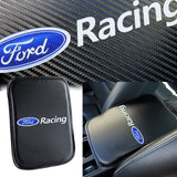 Ford Racing Carbon Fiber Look Car Center Console Armrest Cushion Mat Pad Cover with LED Coasters Combo Set