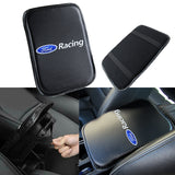 Ford Racing Carbon Fiber Center Armrest Cushion Pad Cover + Seat Belt Cover Set