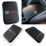 For HONDA Racing Car Center Console Armrest Cushion Mat Pad Cover & Black Leather Keychain Set