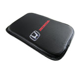 For HONDA Racing Car Center Console Armrest Cushion Mat Pad Cover with Red Leather Keychain Set