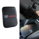For HONDA Racing Car Center Console Armrest Cushion Mat Pad Cover with Black Leather Keychain Set