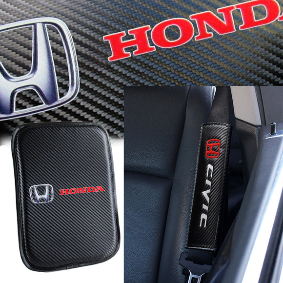Honda CIVIC Set of Car Center Console Armrest Cushion Mat Pad Cover with Seat Belt Cover