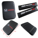 Honda Civic Mugen Si Set Car Center Console Armrest Cushion Mat Pad Cover with Seat Belt Cover Set