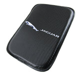 JAGUAR Set Black 15" Diameter Car Auto Steering Wheel Cover Quality Leather with Center Console Armrest Cushion Mat Pad Cover