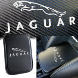 JAGUAR Car Center Console Embroidery Armrest Cushion Mat Pad Cover Stitched Logo with LED Cup Coaster Set