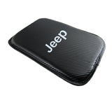 Jeep Set Carbon Fiber Car Center Armrest Cushion Mat Pad with Cup Coaster Combo