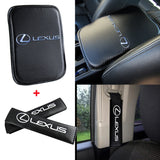 Lexus Set of Carbon Fiber Look Armrest Cushion & Seat Belt Cover