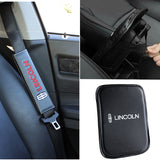 Lincoln Set Car Center Console Armrest Cushion Mat Pad Cover with Embroidery Seat Belt Cover Set