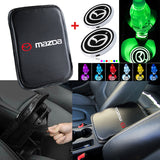 Mazda MazdaSpeed Car Center Console Armrest Cushion Mat Pad Cover Stitched Embroidery Logo with LED Cup Coaster Set