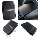 MAZDA Mazda Speed Set Black 15" Diameter Car Auto Steering Wheel Cover Quality Leather with Center Console Armrest Cushion Mat Pad Cover