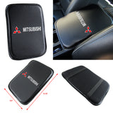 MITSUBISHI Set Embroidered Armrest Cushion with Seat Belt Cover Carbon Fiber Look Center Console Cover Pad Mat