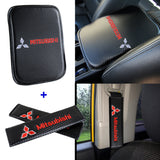 Mitsubishi Set of Carbon Fiber Look Armrest Cushion & Seat Belt Cover