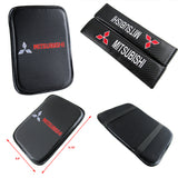 Mitsubishi Set of Carbon Fiber Look Armrest Cushion & Seat Belt Cover
